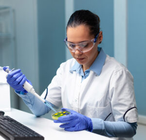 A pathologist in lab